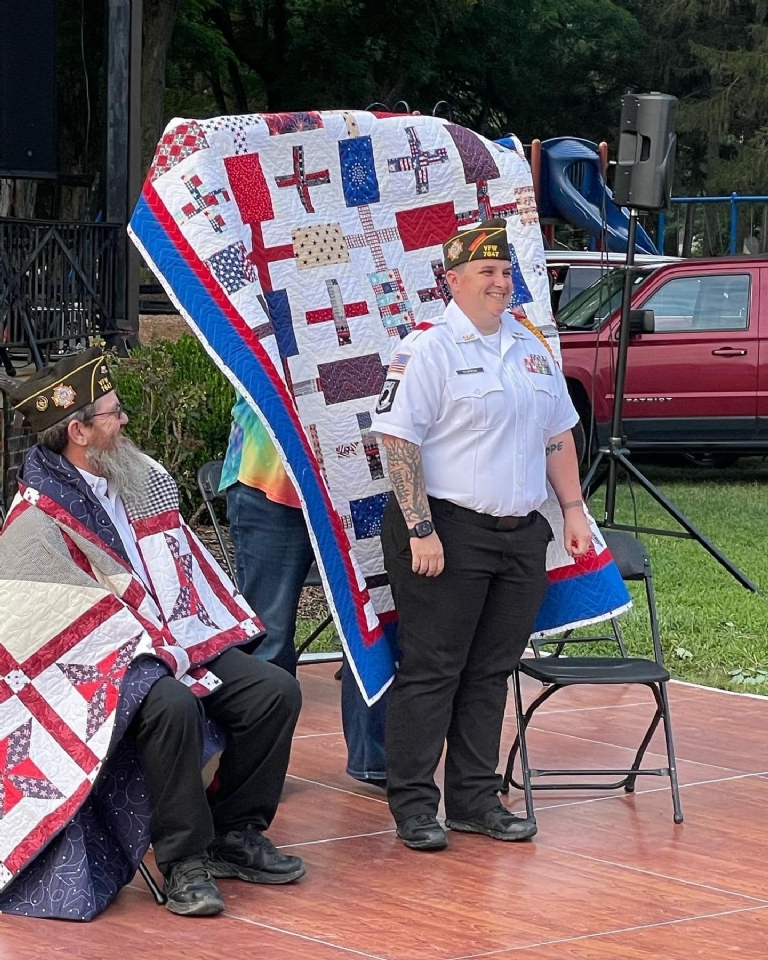Congratulations to our two Quilt of Valor recipients Sean Richards and Sara Sturgess. You join an elite group of those that came before and those after. Thank you for all that you both do for the VFW! Thank you for your service!